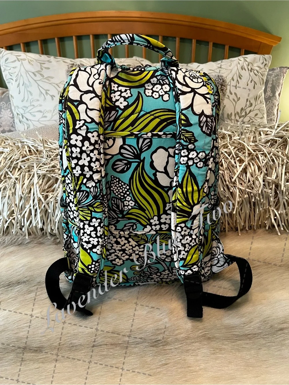 VERA BRADLEY Island Blooms 2012 Laptop Backpack Turquoise Floral Y2K Worl